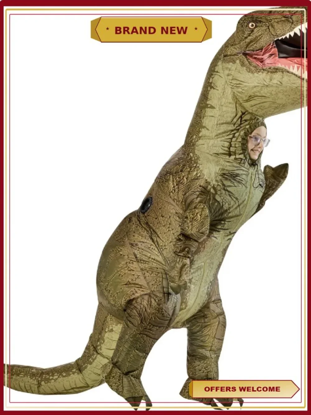 Jurassic World Inflatable T-Rex Halloween Costume Kids One Size